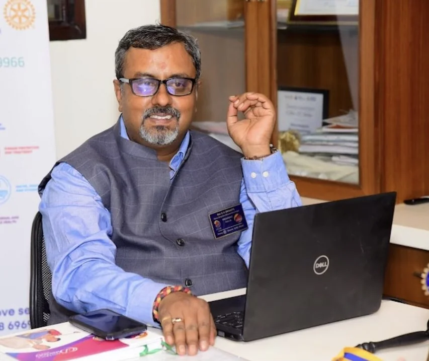 DN Srinath, Founder and CEO of Radiaunt Clinical Care Solution, at his desk